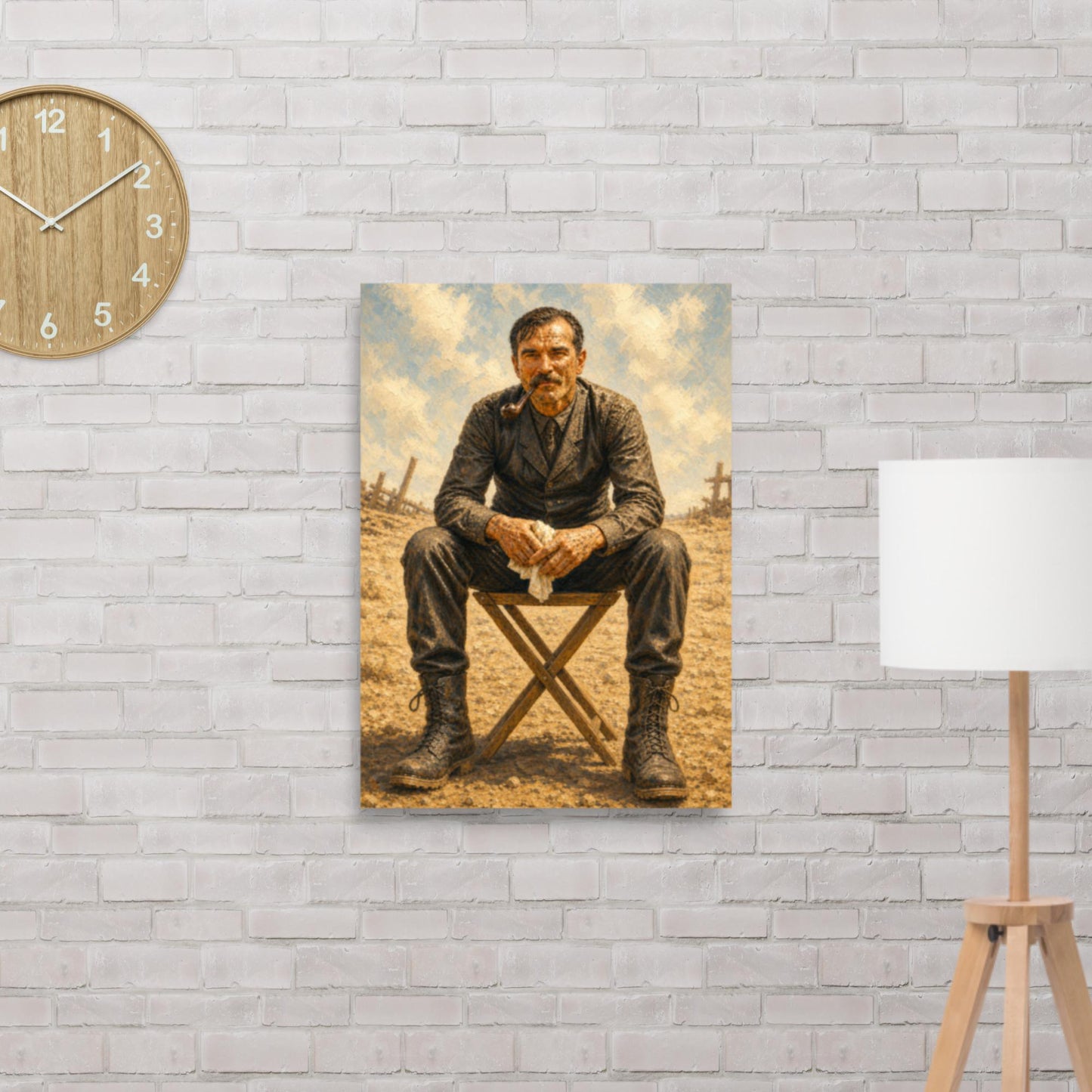 Framed matte poster of the Oil Man painted portrait in A2 size