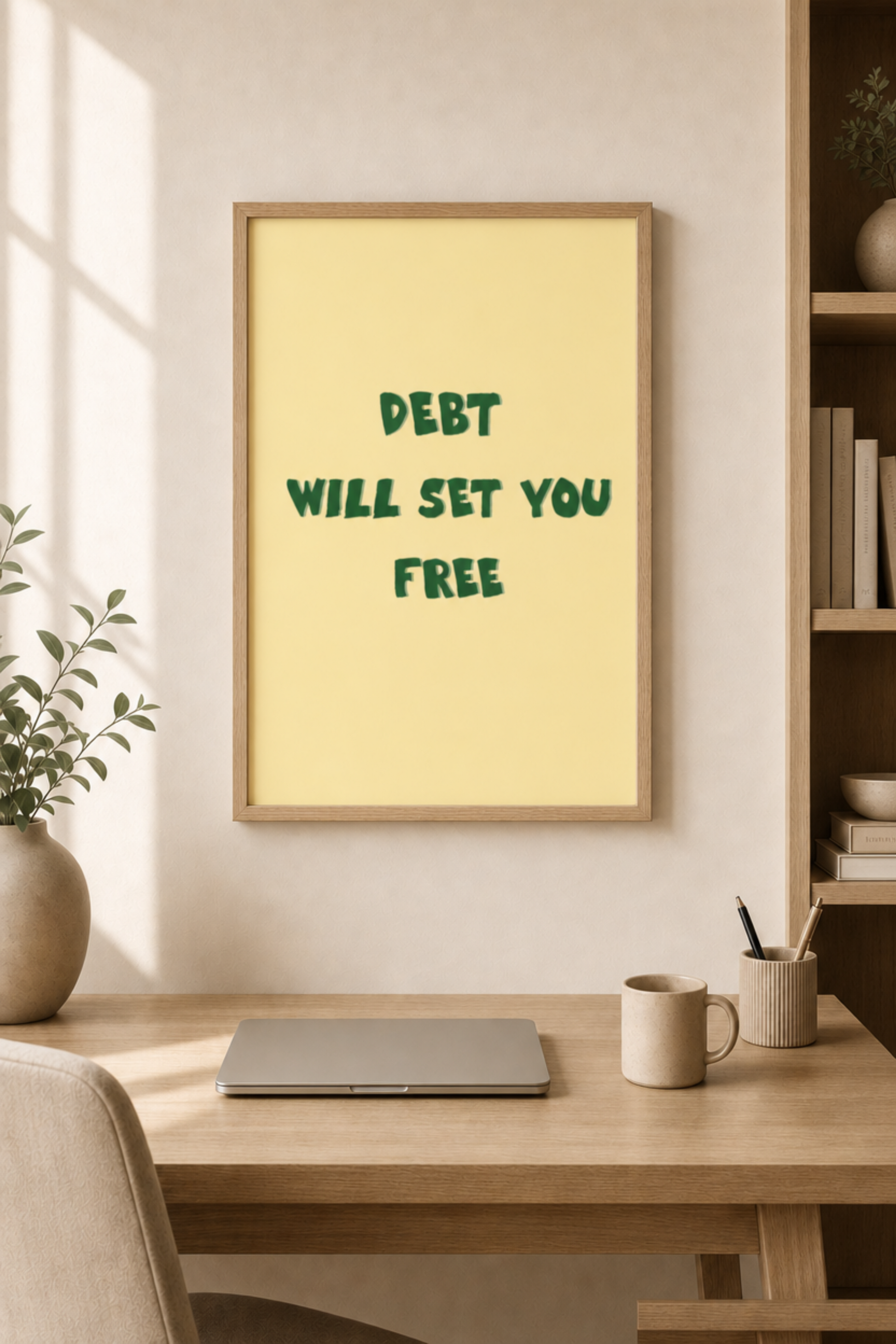 "Debt will set you free" finance-humor matte poster