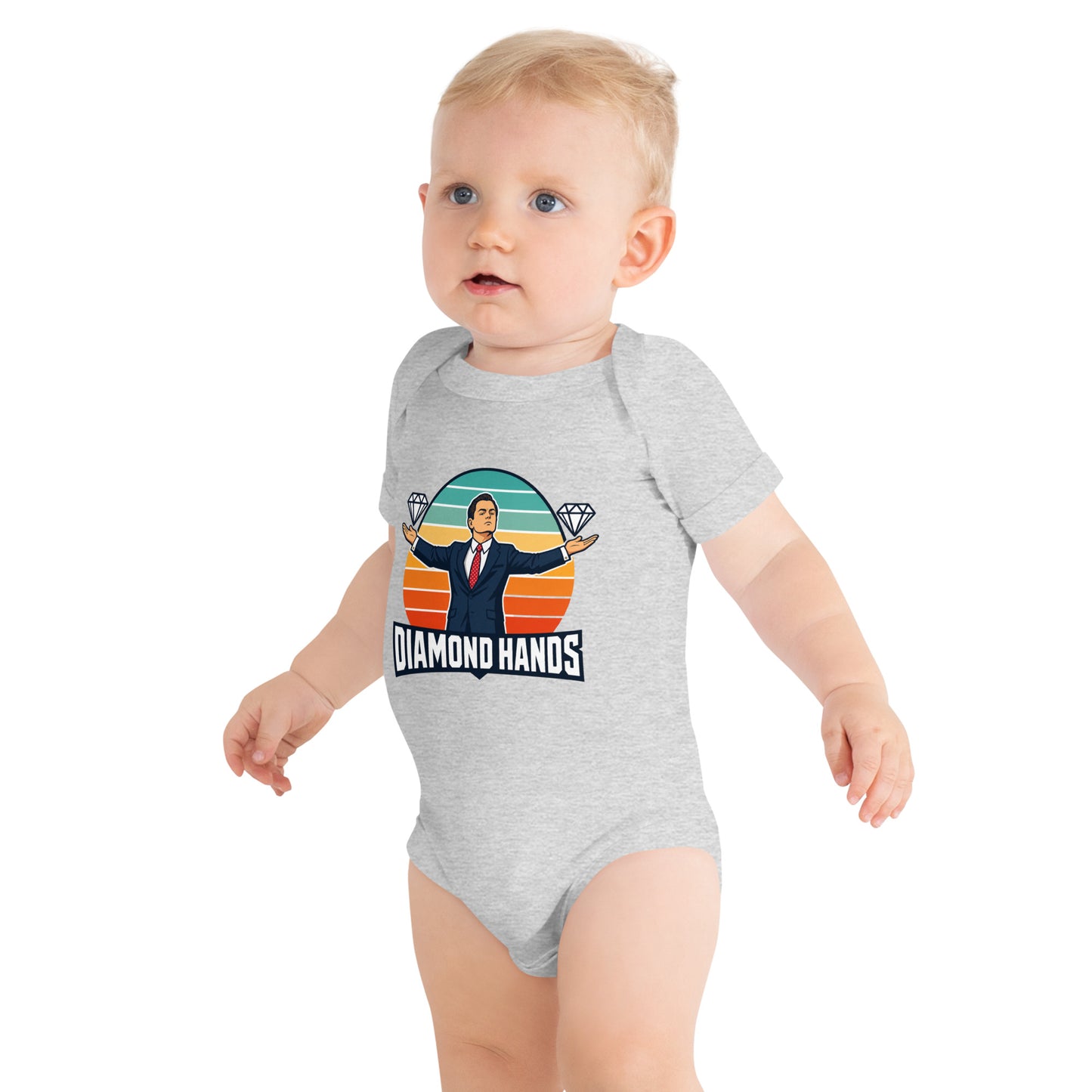 Baby bodysuit with a diamond hands design