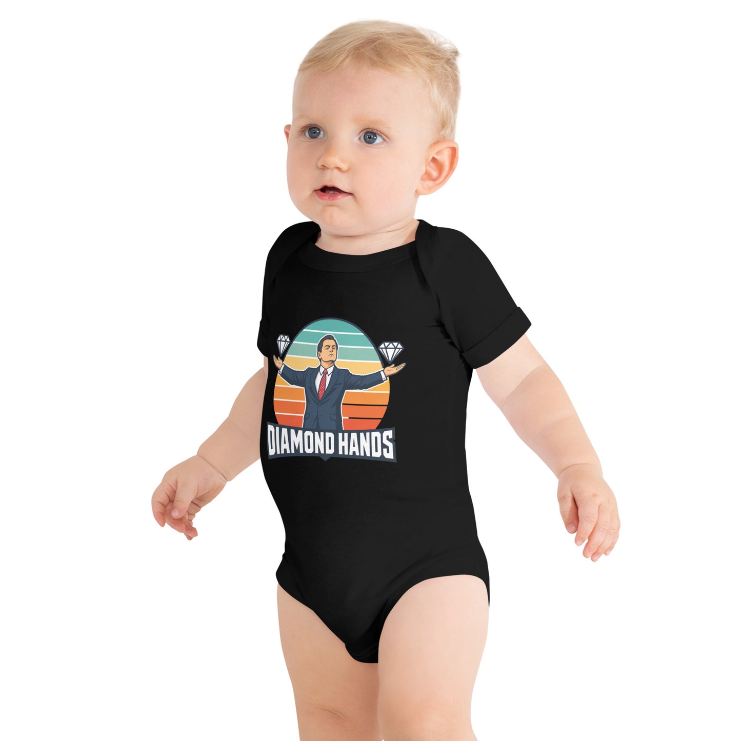 Baby bodysuit with a diamond hands design