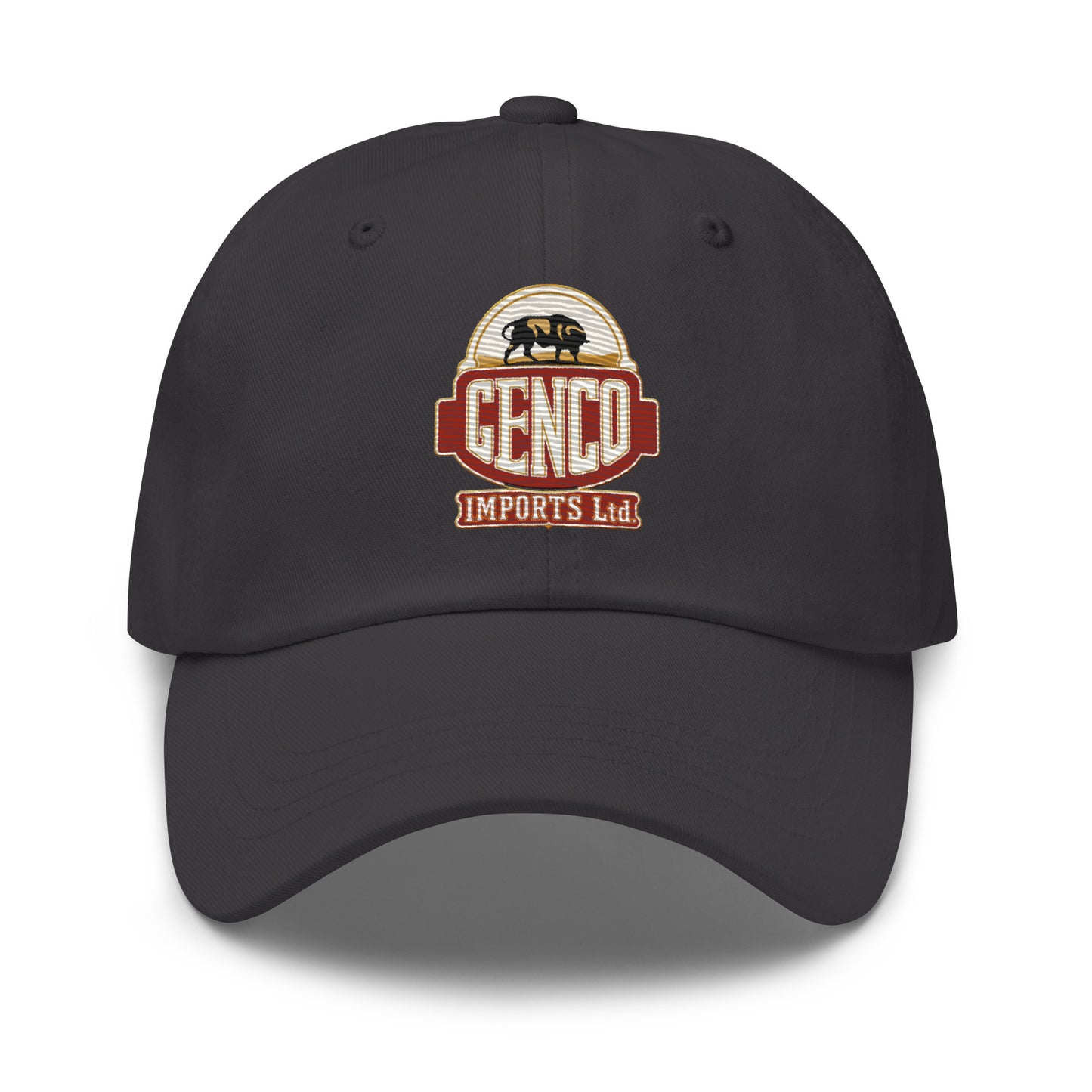 "The Godfathers Genco Imports" front company design on a dad hat