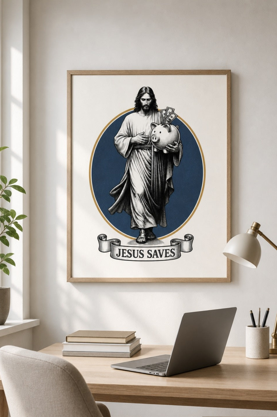 "Jesus Saves" savings-humor matte poster