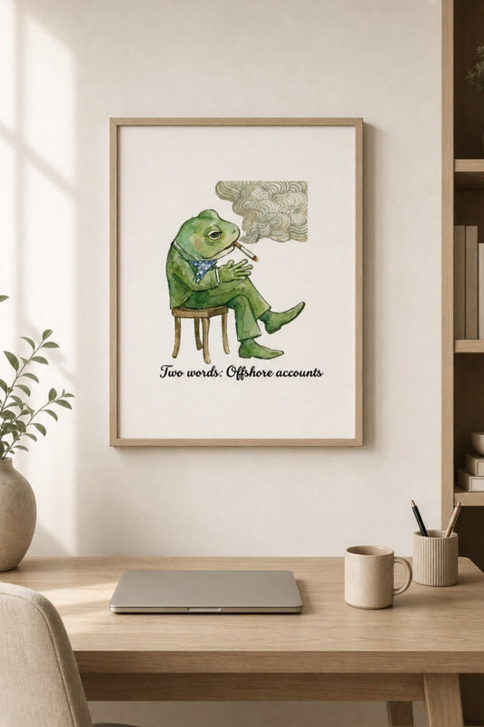 "Offshore Accounts" finance-humor matte poster