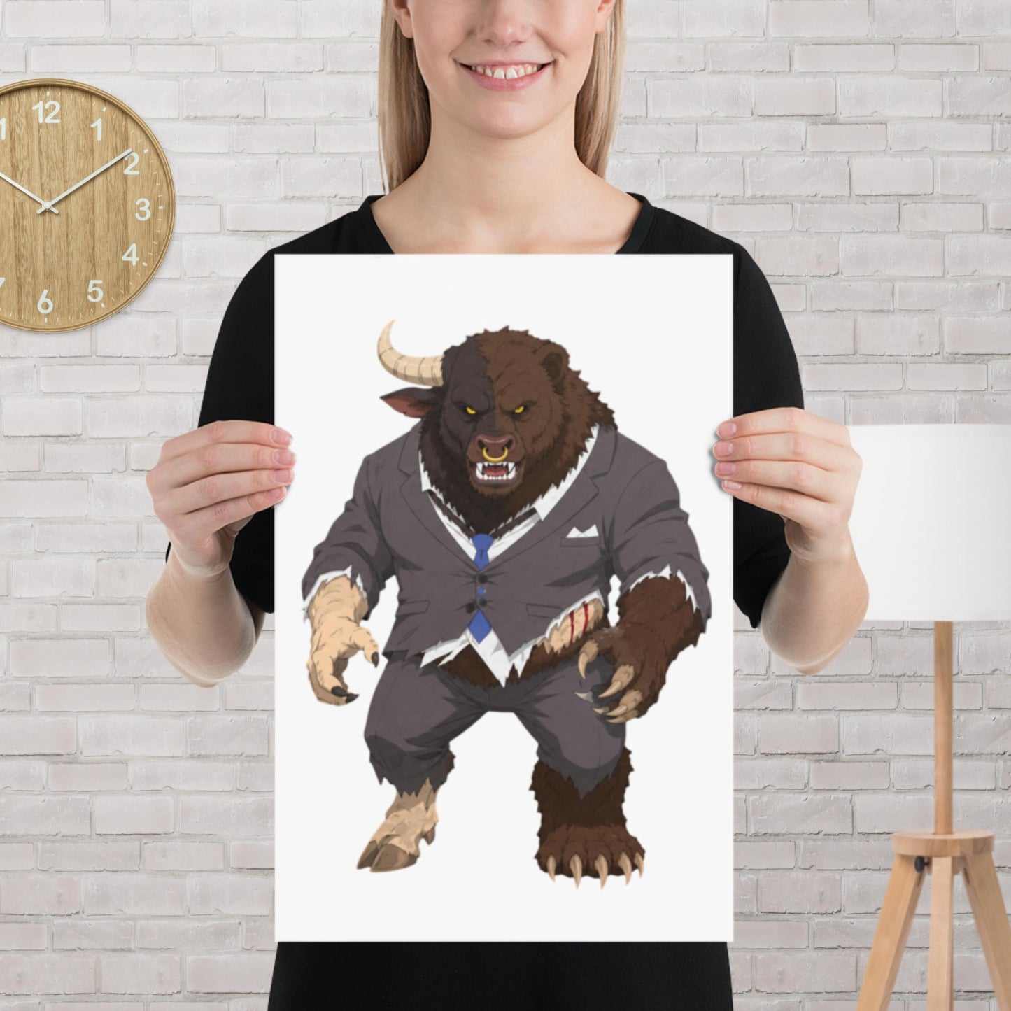 "Bull Bear Man" South Park ManBearPig-style matte poster