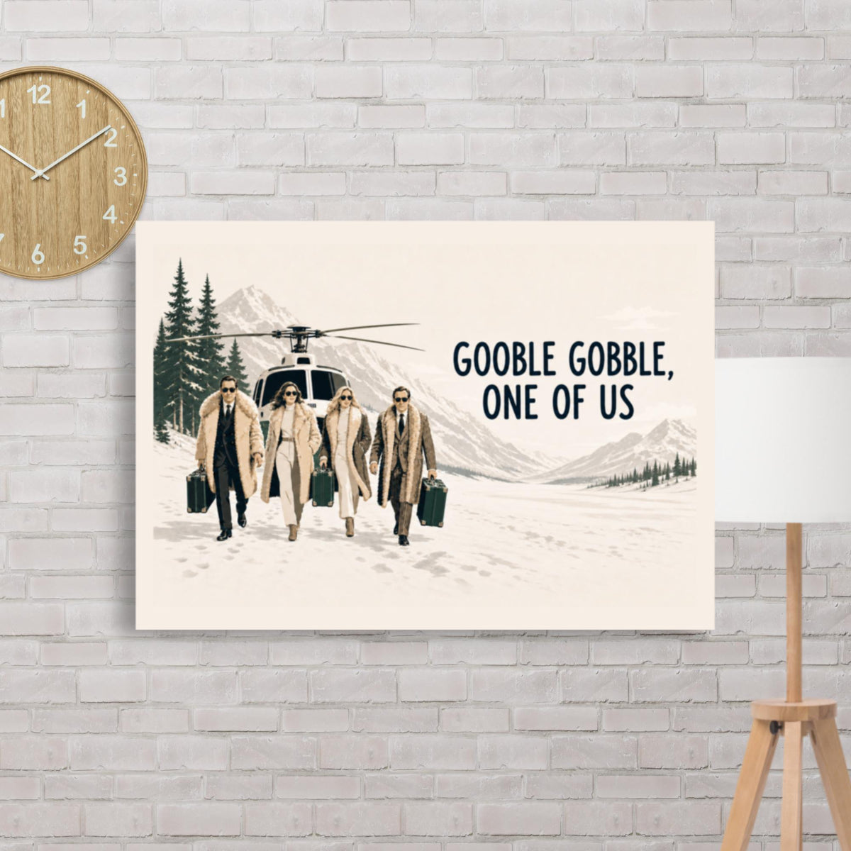 Framed matte poster of the Gooble Gobble One of Us illustration in A1 size