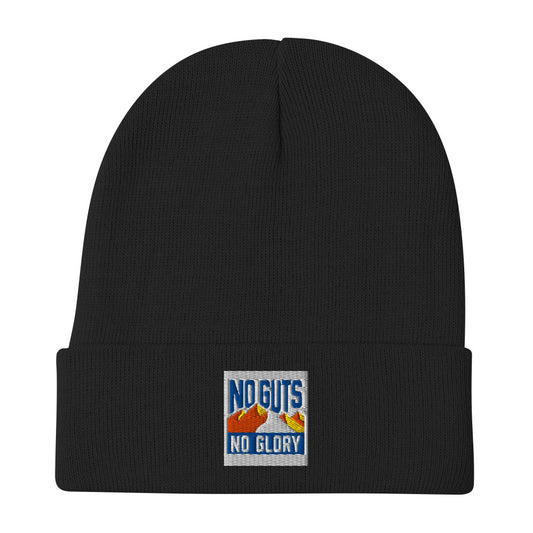 "No Guts No Glory" Lundin mining-investing ribbed knit beanie