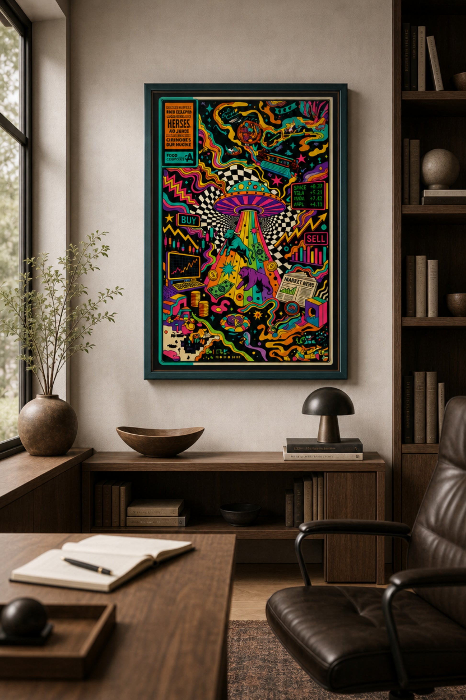 Psychedelic kaleidoscopic matte art poster