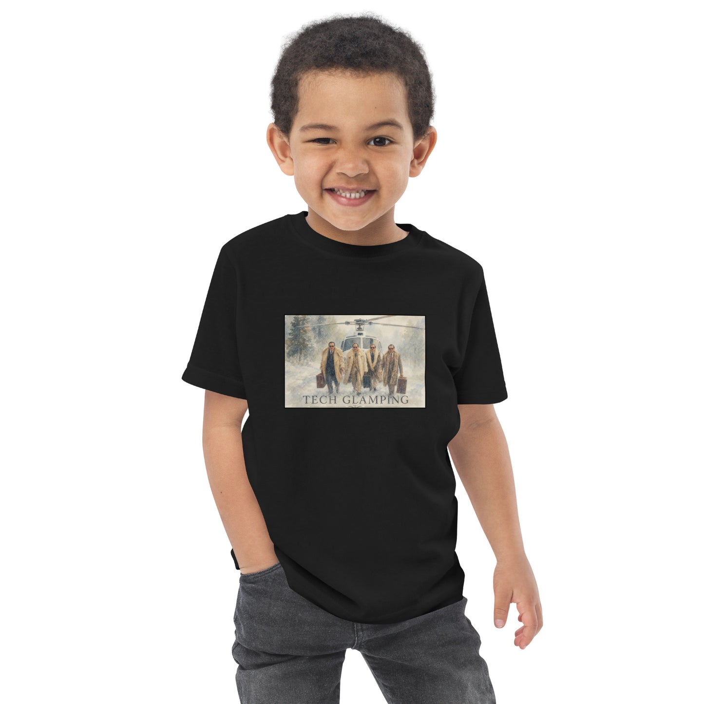 Toddler t-shirt with a Tech Glamping design