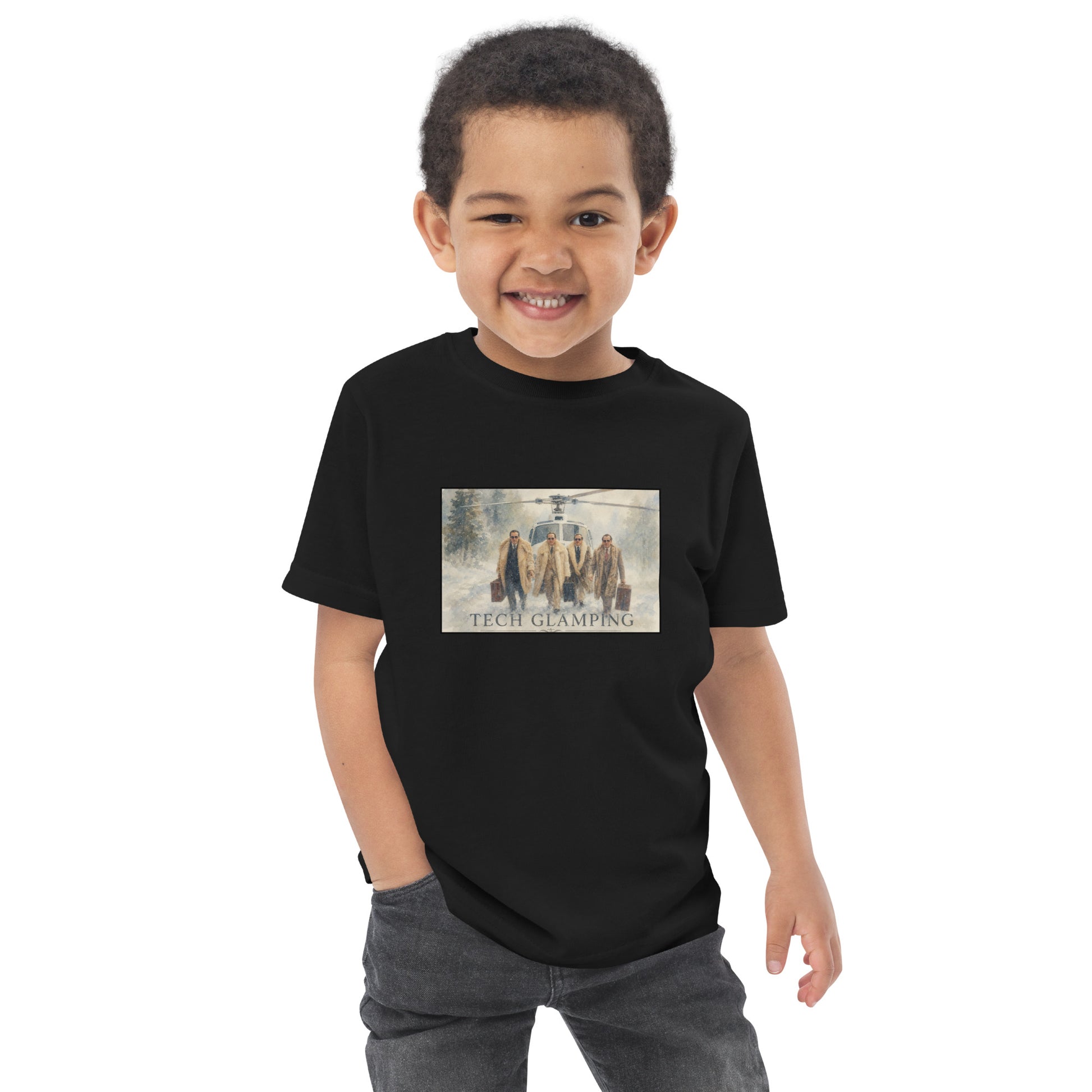 Toddler t-shirt with a Tech Glamping design