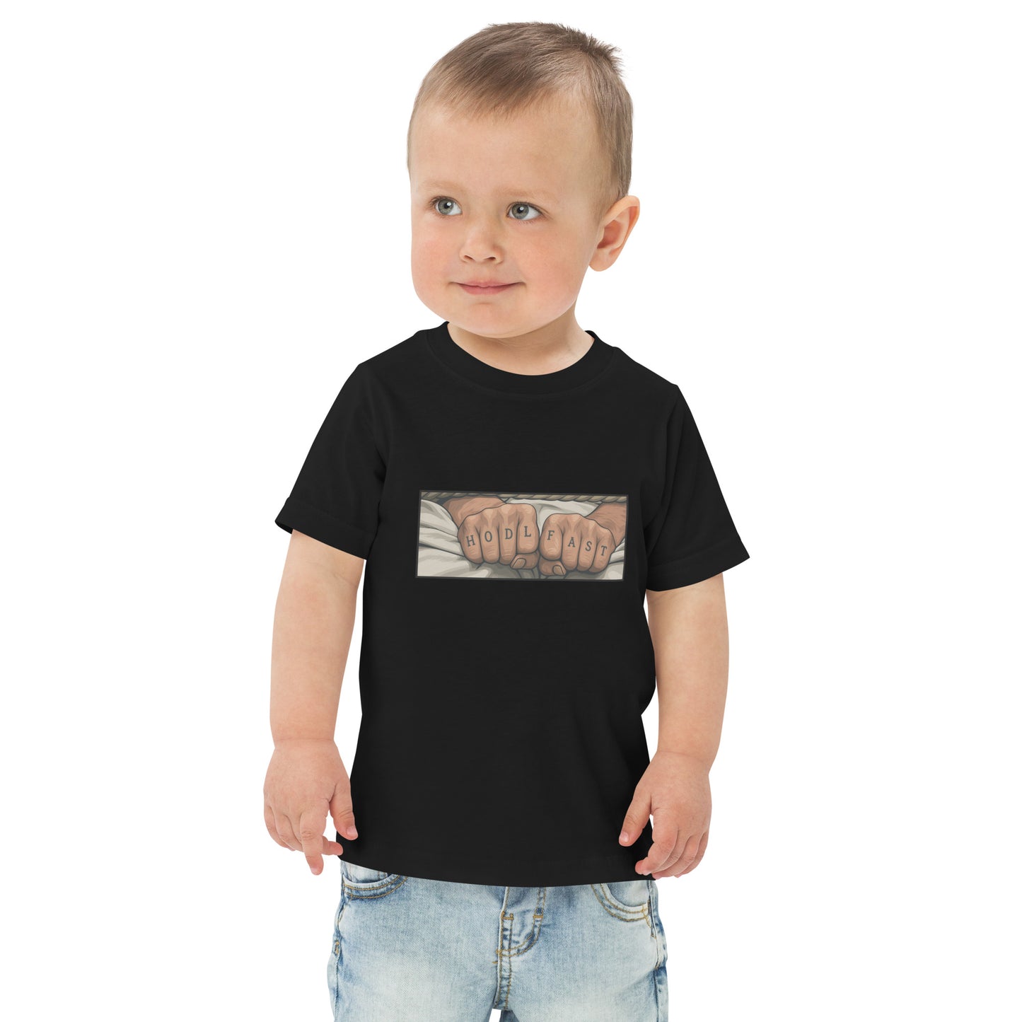 Toddler t-shirt with the words HODL Fast in bold lettering
