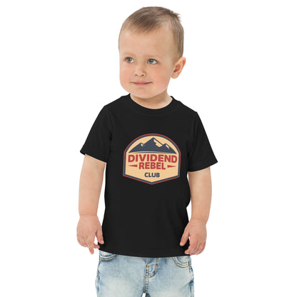 Toddler t-shirt with a Dividend Rebel Club emblem design