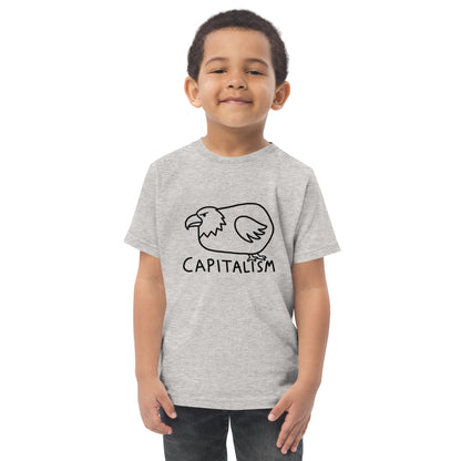 Toddler t-shirt with an illustrated eagle and the words The Eagle of Capitalism