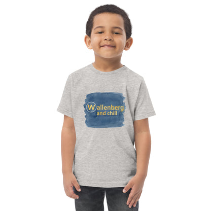Toddler t-shirt with a watercolour-style design and the words Wallenberg and Chill