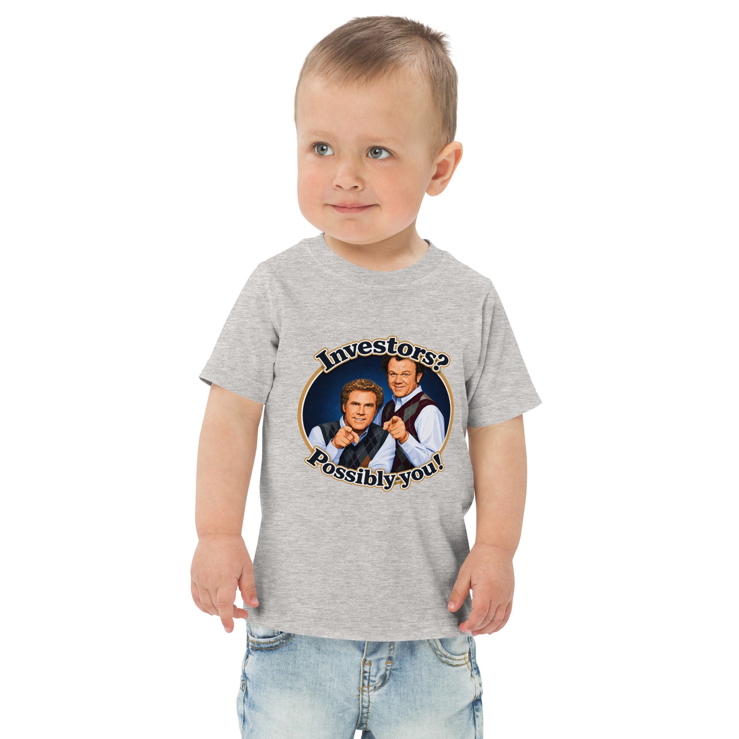 Toddler t-shirt with a two-character investing duo design