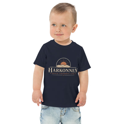 Toddler t-shirt with a fictional exploration company logo for Harkonnen Spice Explorations Ltd