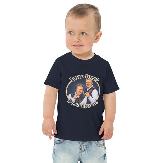Toddler t-shirt with a two-character investing duo design