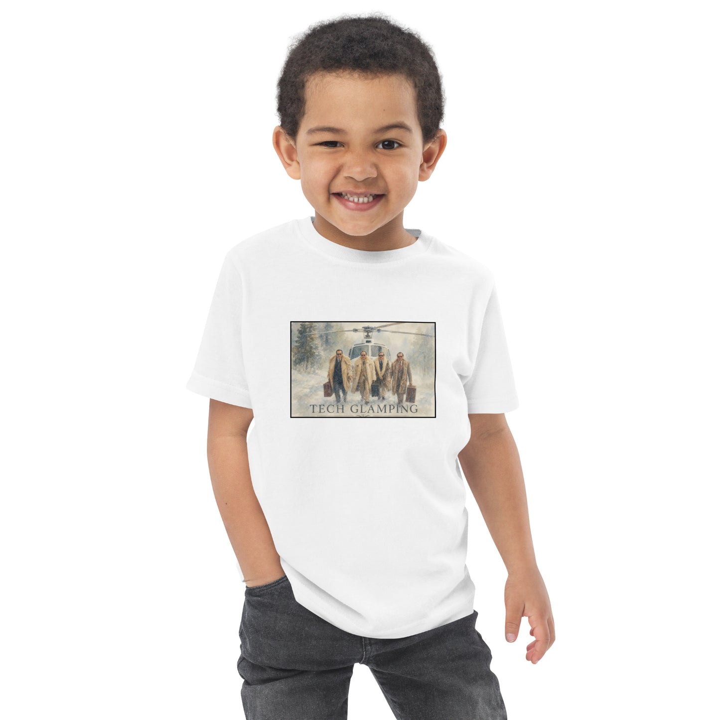 Toddler t-shirt with a Tech Glamping design
