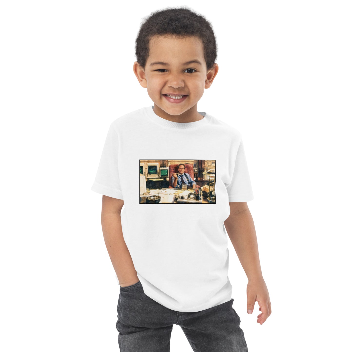 Toddler t-shirt with the words Greed Is Good in bold lettering