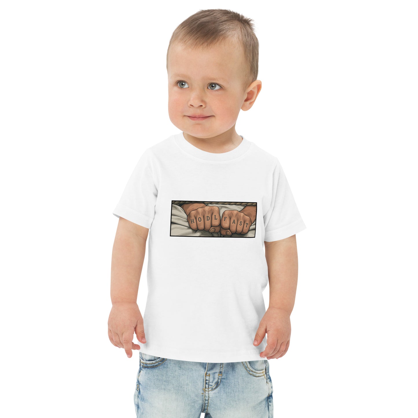 Toddler t-shirt with the words HODL Fast in bold lettering