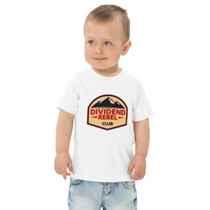 Toddler t-shirt with a Dividend Rebel Club emblem design