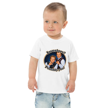 Toddler t-shirt with a two-character investing duo design