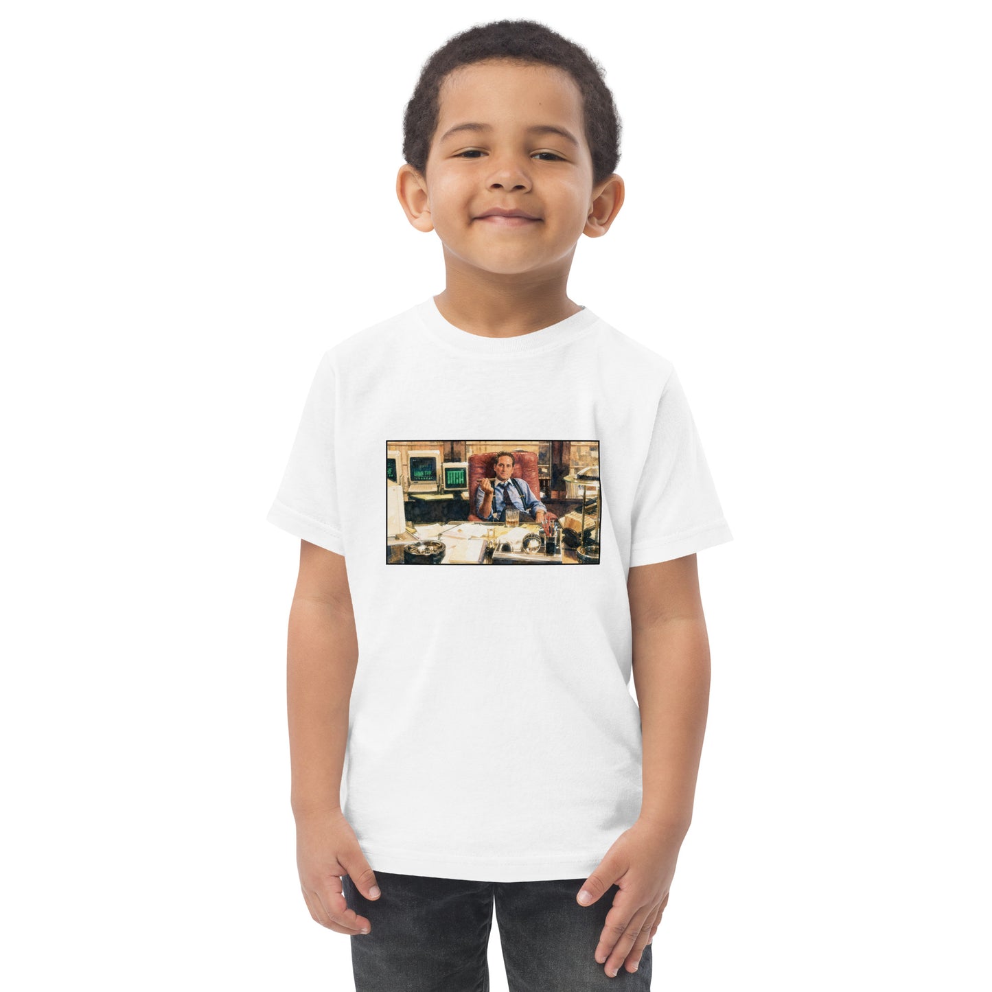 Toddler t-shirt with the words Greed Is Good in bold lettering