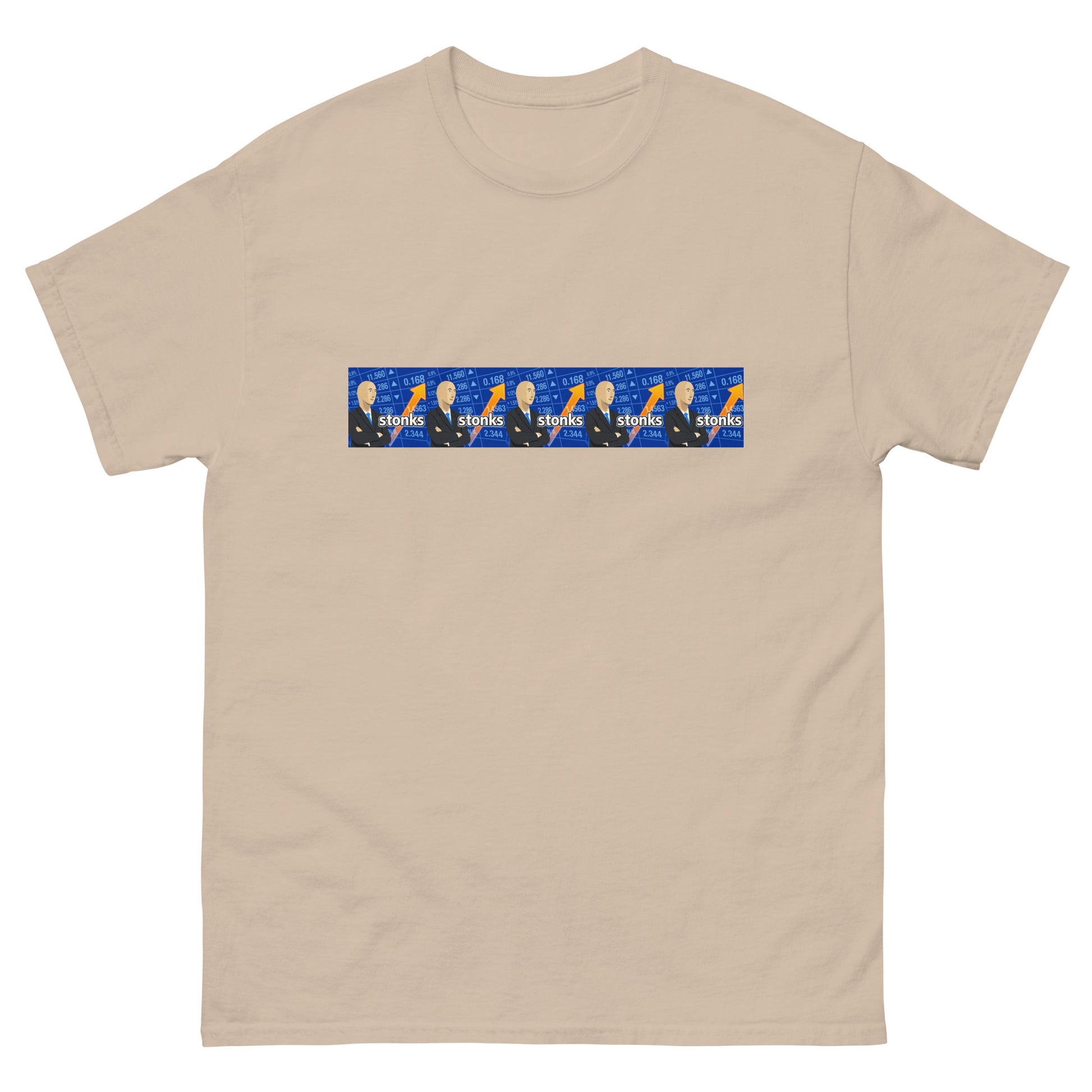 "Stonks go up" Meme Man-inspired unisex t-shirt