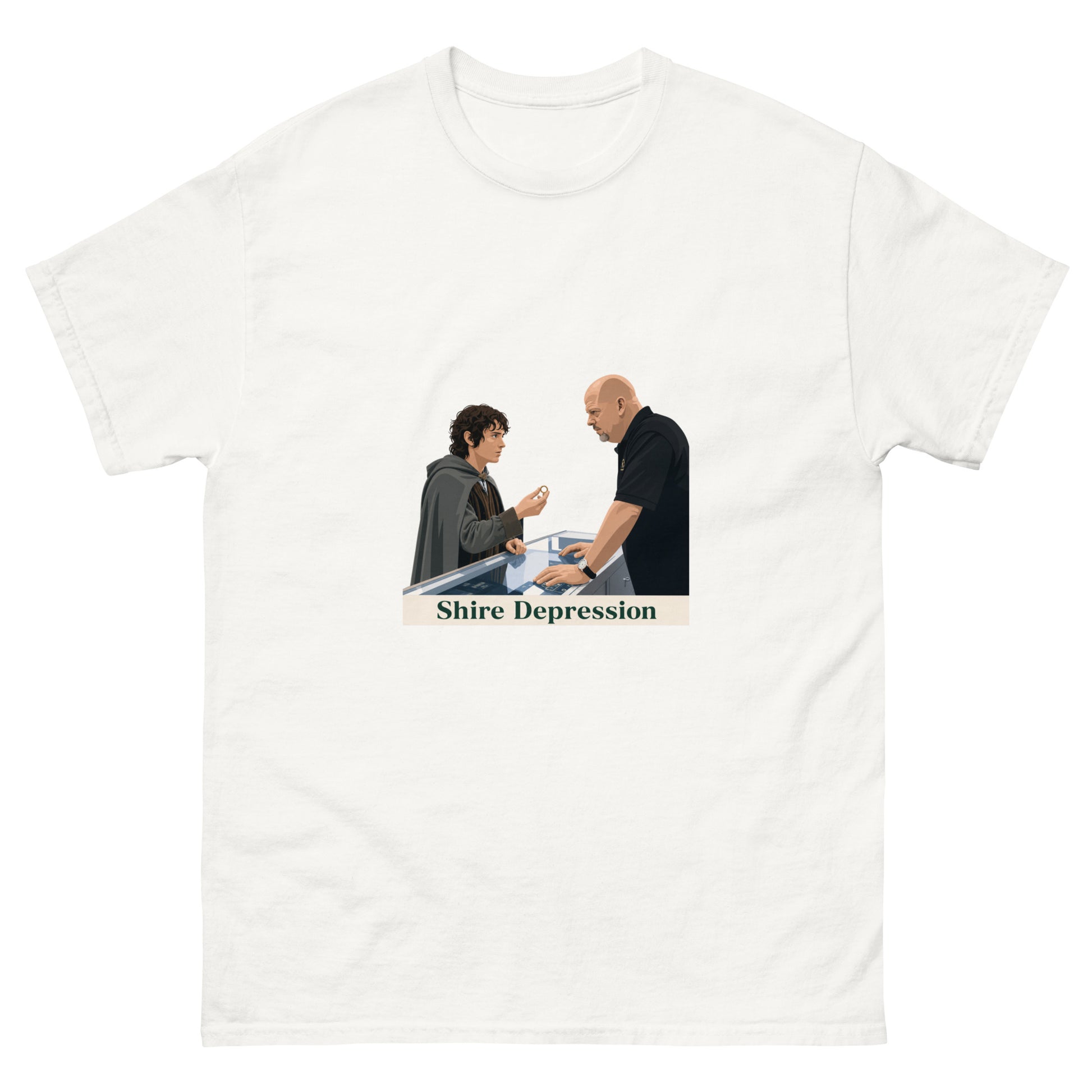  "Shire Depression" Lord of the Rings and Pawn Stars mashup unisex t-shirt
