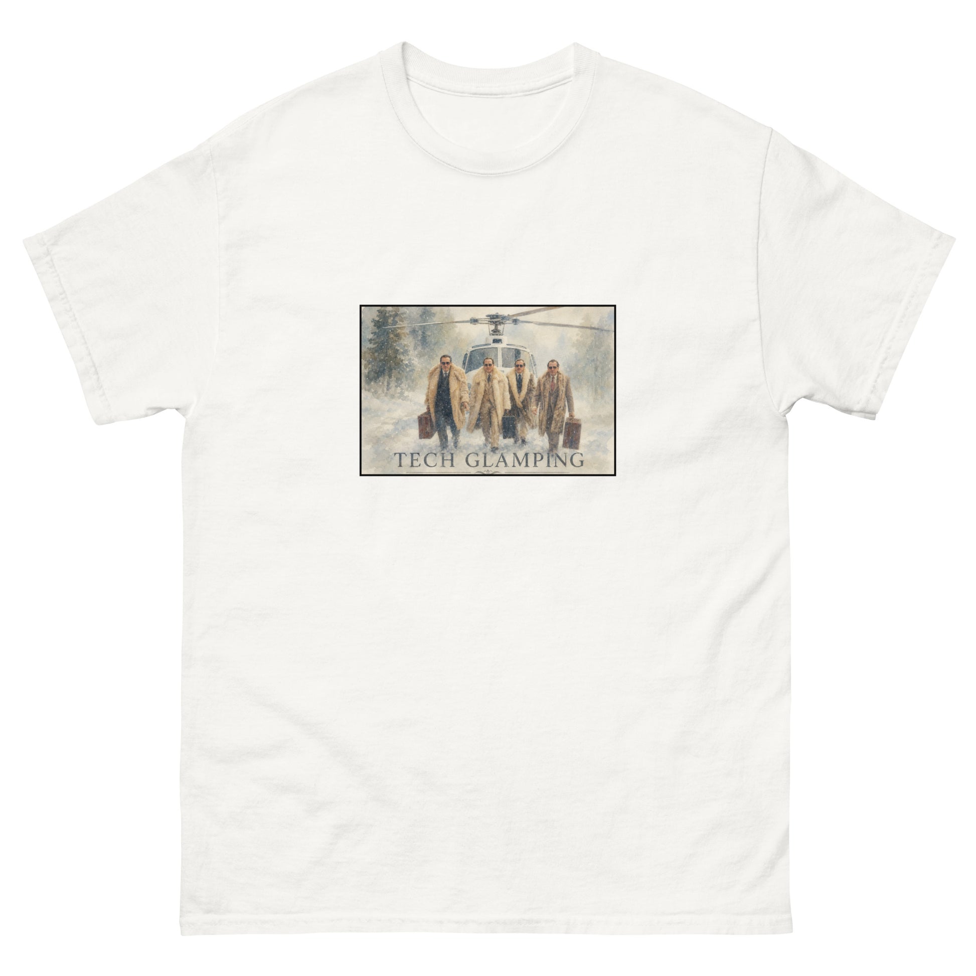 "Tech Glamping" Silicon Valley luxury-humor unisex t-shirt