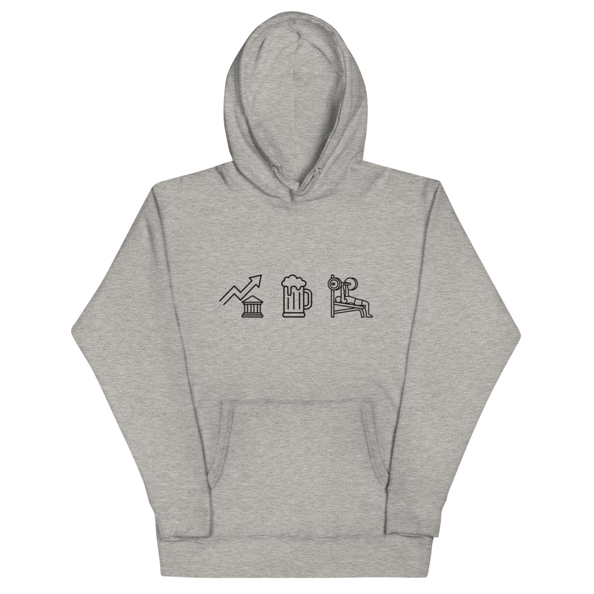"Trinity" stocks, gym and beer lifestyle unisex hoodie