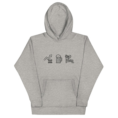 "Trinity" stocks, gym and beer lifestyle unisex hoodie
