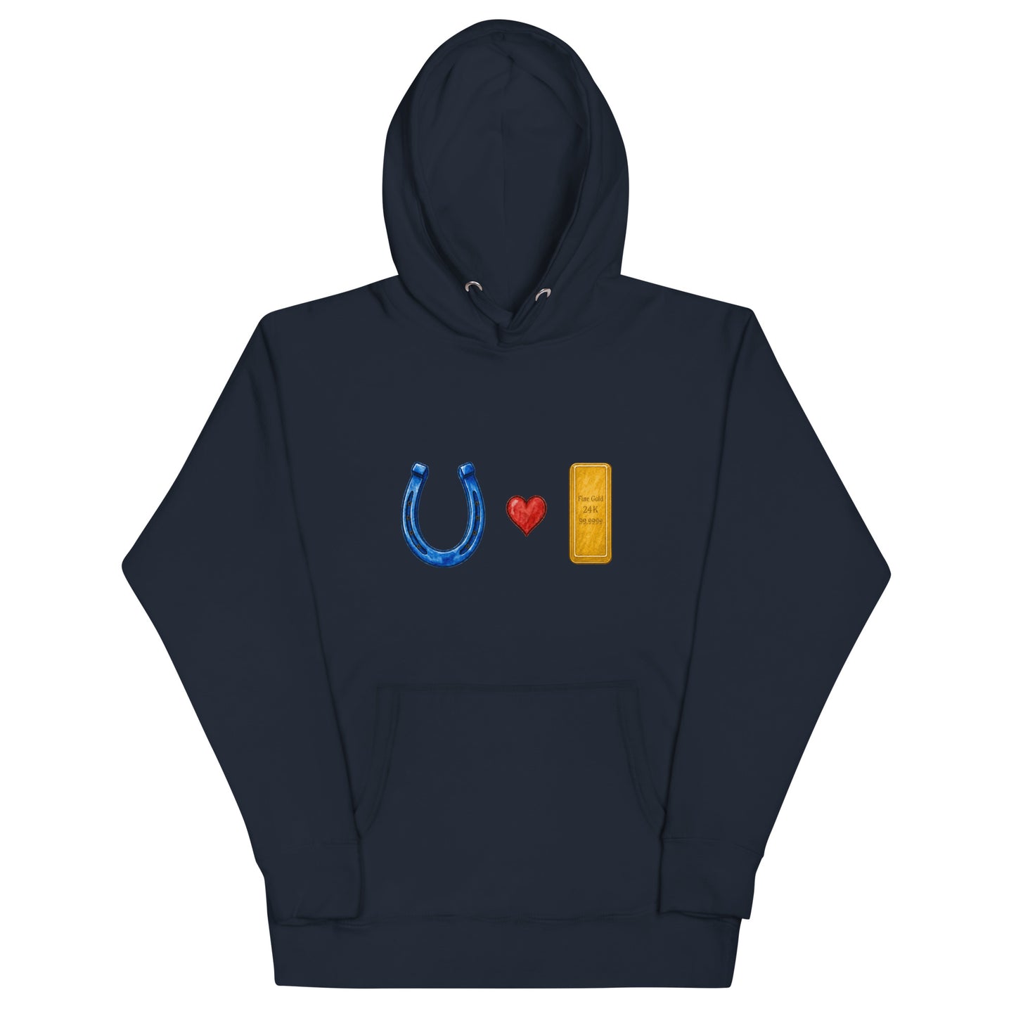 "Blue Horseshoe loves Gold" Wall Street-inspired unisex hoodie