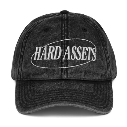 Embroidered vintage-washed cotton twill dad cap with Hard Assets commodity investing design