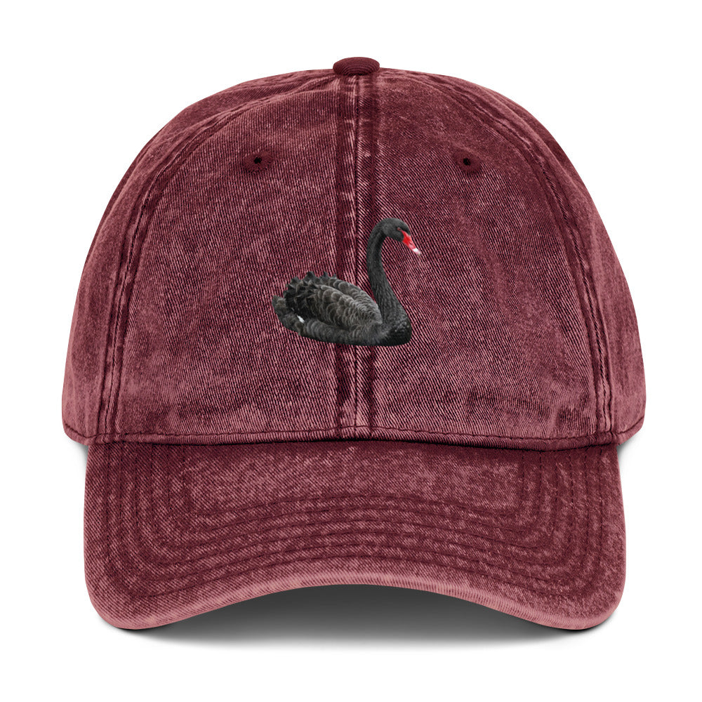 "Black Swan" finance vintage cotton twill cap