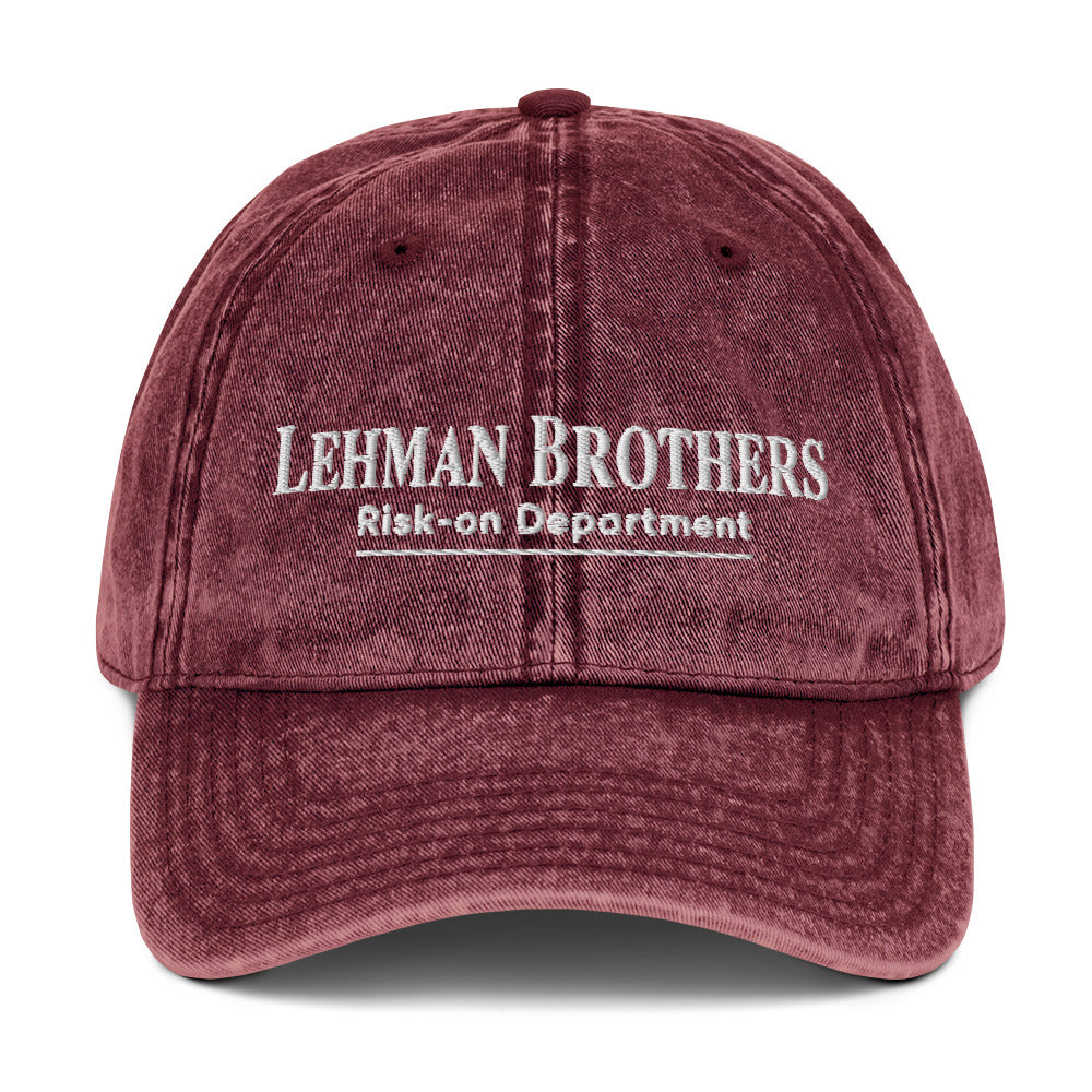 "Lehman Brothers Risk-on Department" vintage cotton twill cap