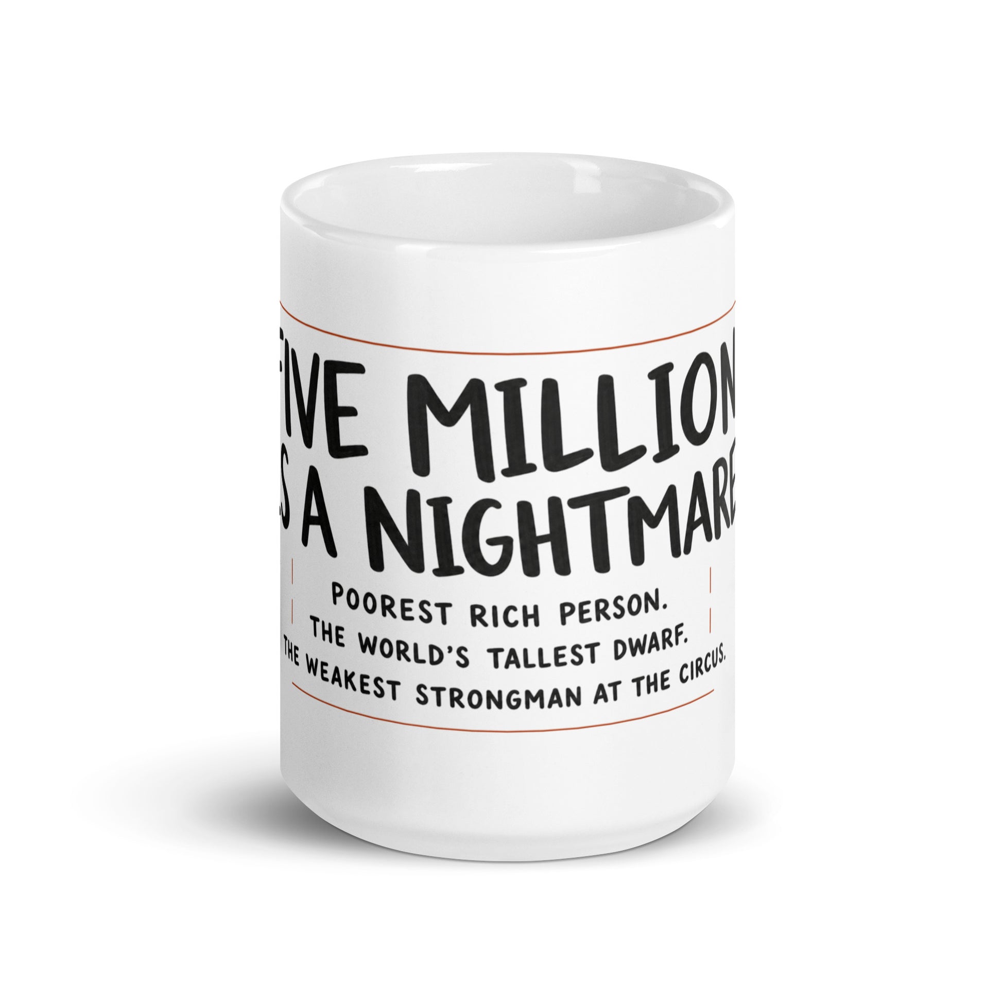 "Five million is a nightmare" Succession quote text on a ceramic mug